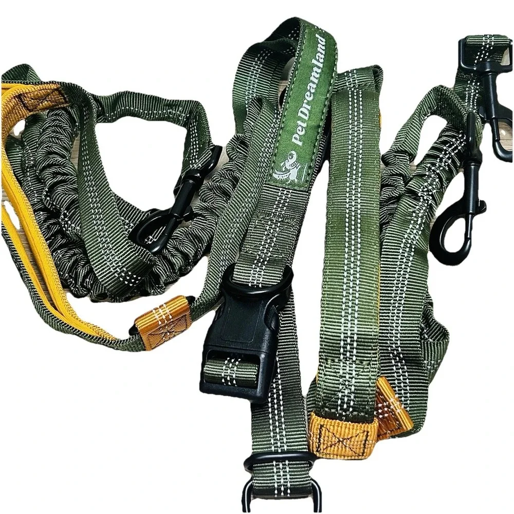 Pet DreamLand Double Dog Leash for Large Dogs - New Green & Orange NIP